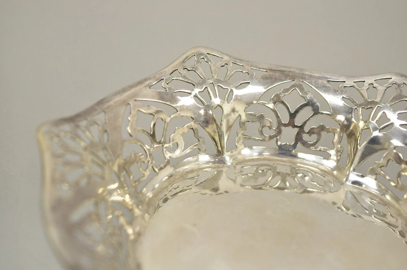 Vintage TBB England Victorian Silver Plated Small Pierced Trinket Nut Dish Bowl