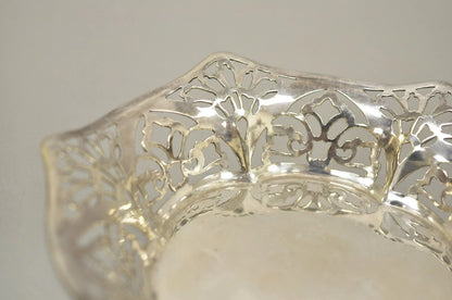 Vintage TBB England Victorian Silver Plated Small Pierced Trinket Nut Dish Bowl