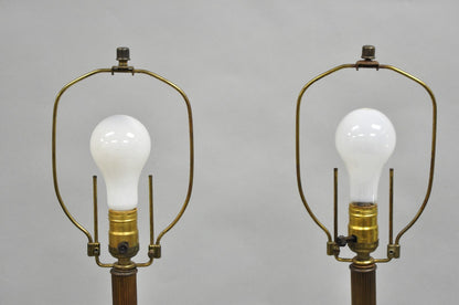 Antique French Empire Renaissance Gilt Metal  & Glass Cherub Table Lamps a Pair