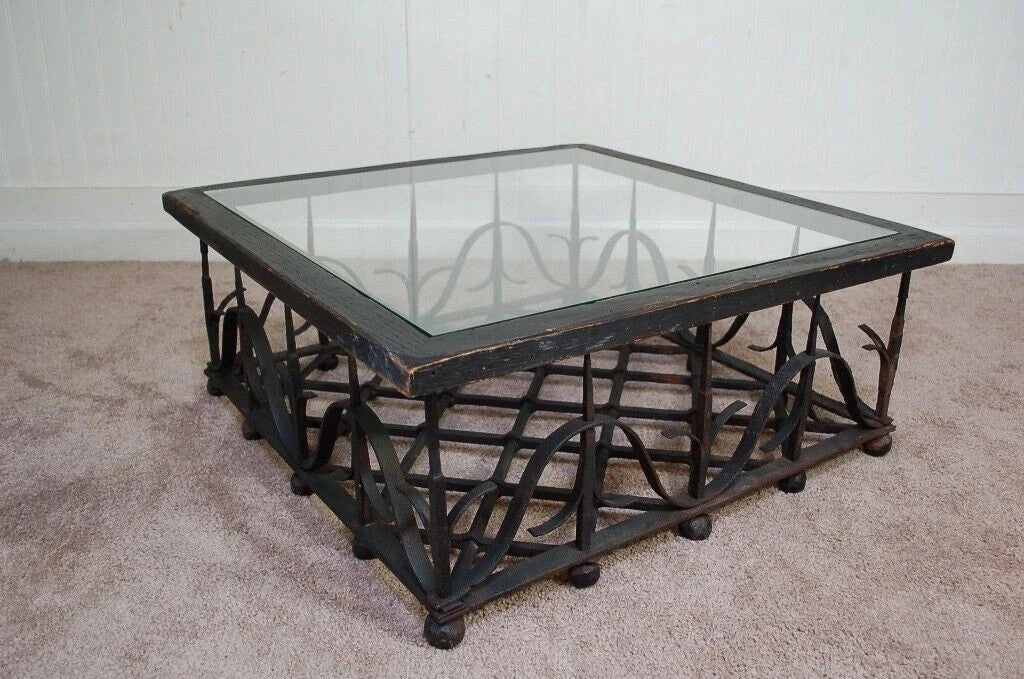 Antique Mission Arts & Crafts Samuel Yellin Style Wrought Iron Coffee Table