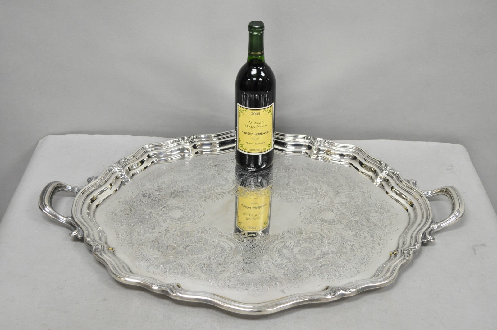 Antique Reed & Barton Winthrop Silver Plated Victorian Bar Serving Platter Tray