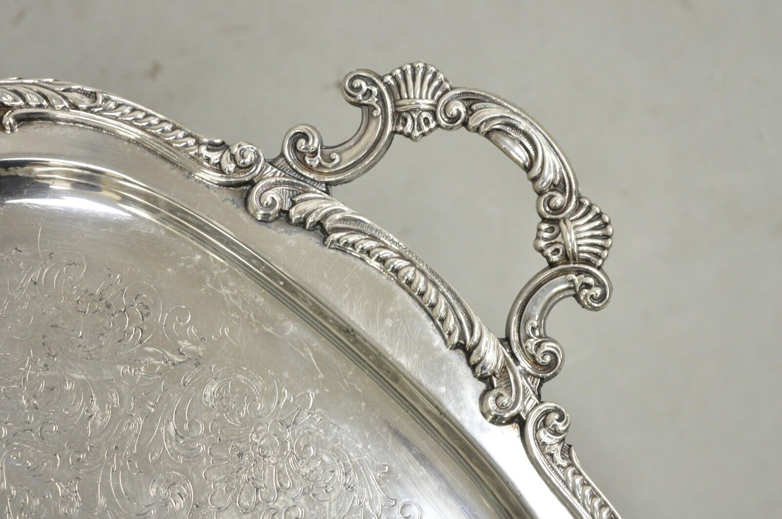 Vintage English Victorian BSC Silver Plater Twin Handle Serving Platter Tray