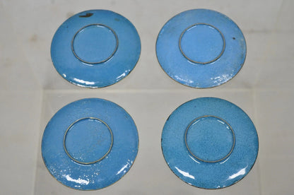 Vintage Chinoiserie Brass Enamel Cloisonne Small Trinket Dish - Set of 4