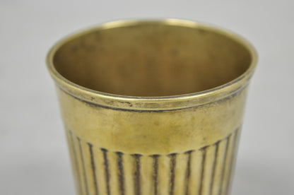 Vintage Anglo Indian Brass Bronze Ribbed Lassi Tumbler Cup with Patina