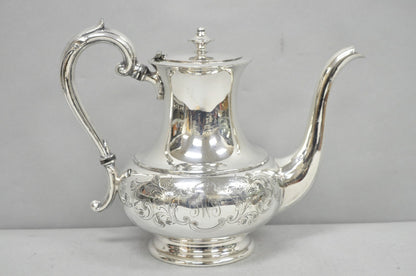 Vintage Victorian Silver Plated Floral Repousse Tea Kettle Teapot w/ Monogram