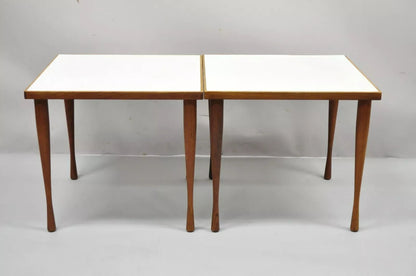 Hans C Andersen Danish Mid Century Modern Teak & Formica Snack Side Table - Pair