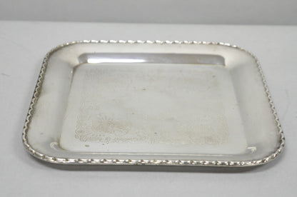 Vintage Silver Plated Victorian Style 9" Square Small Trinket Dish Platter Tray
