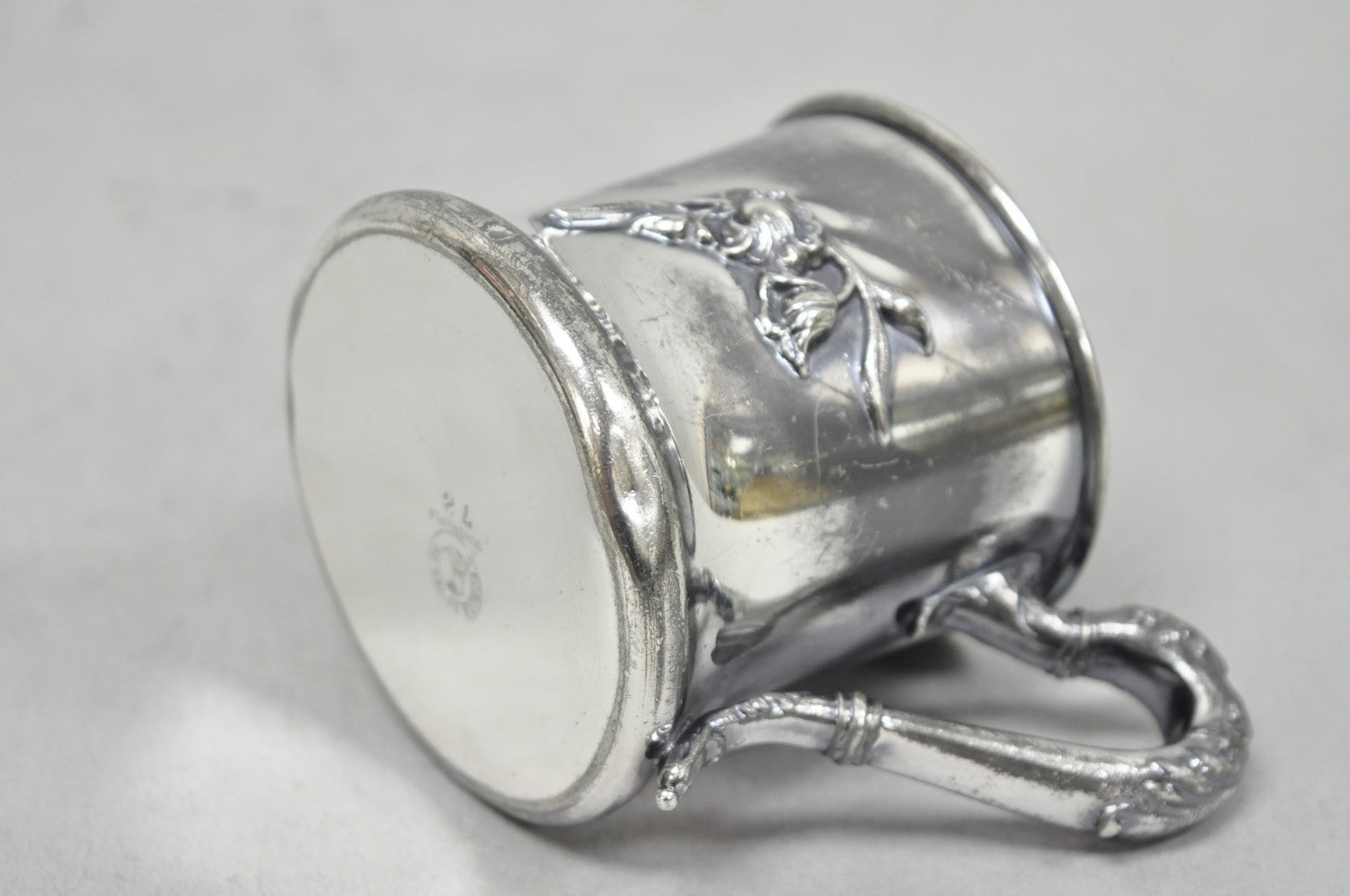 Antique Forbes Silver Co Art Nouveau Floral Monogramed Silver Plated Shaving Mug