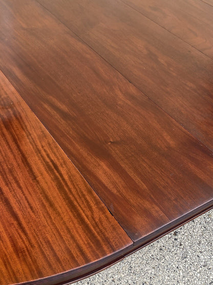 Antique English Regency Round Mahogany Extension Dining Banquet Table w 6 Leaves