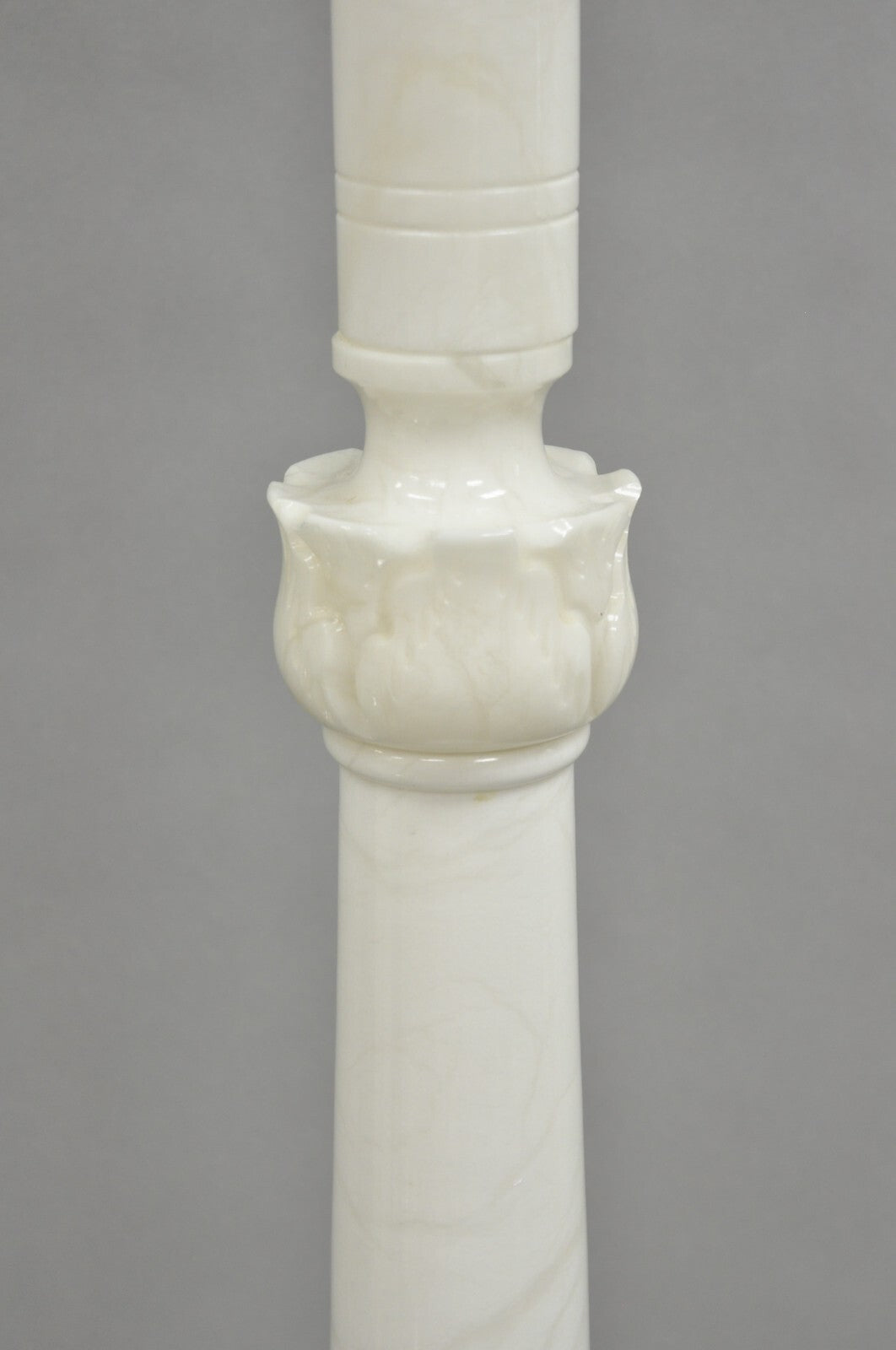 Vintage Italian Classical Carved Solid Marble Column Pole Floor Lamp