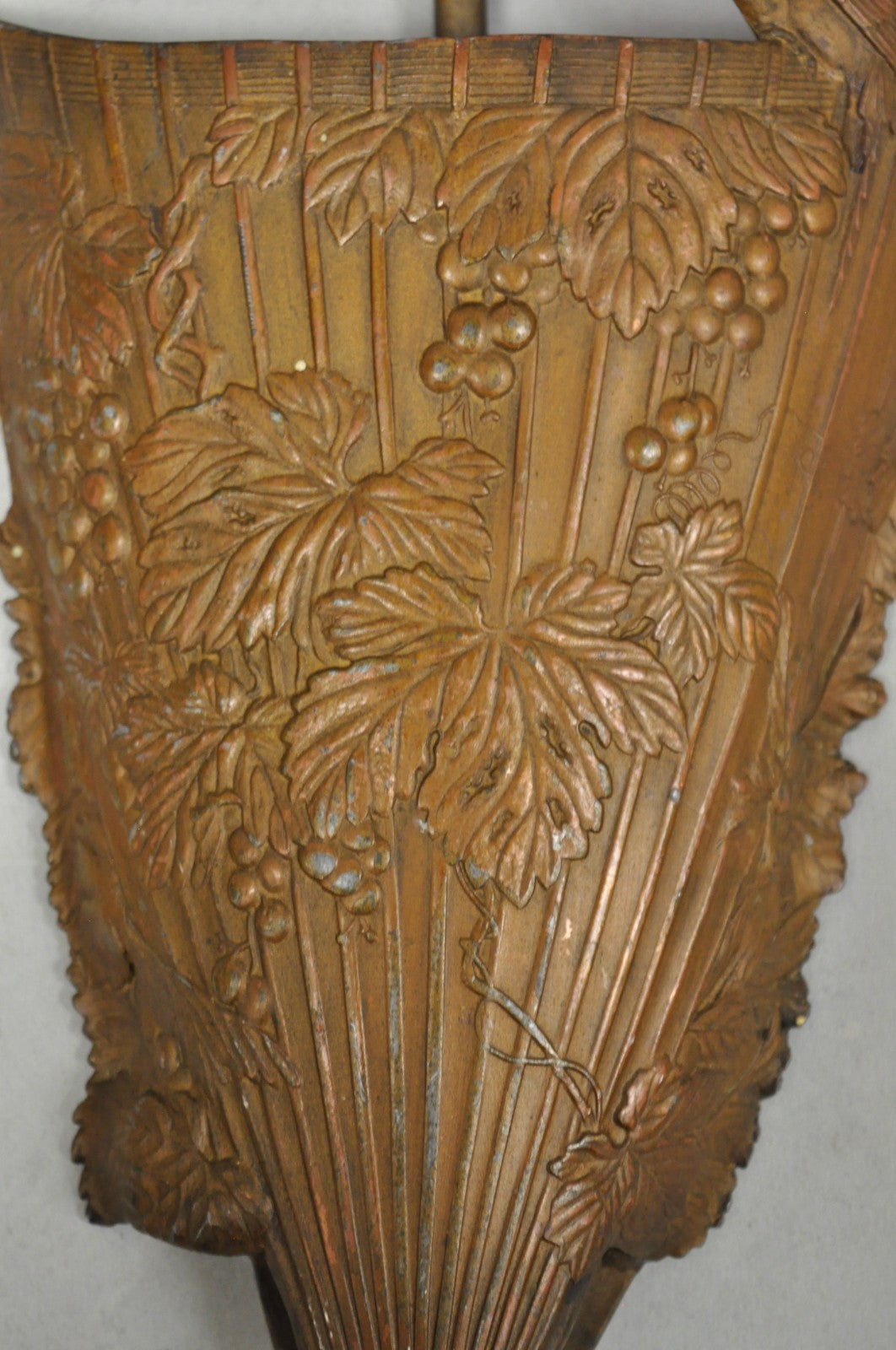 Antique French Art Nouveau Cast Metal Figural Umbrella Form Wall Pocket