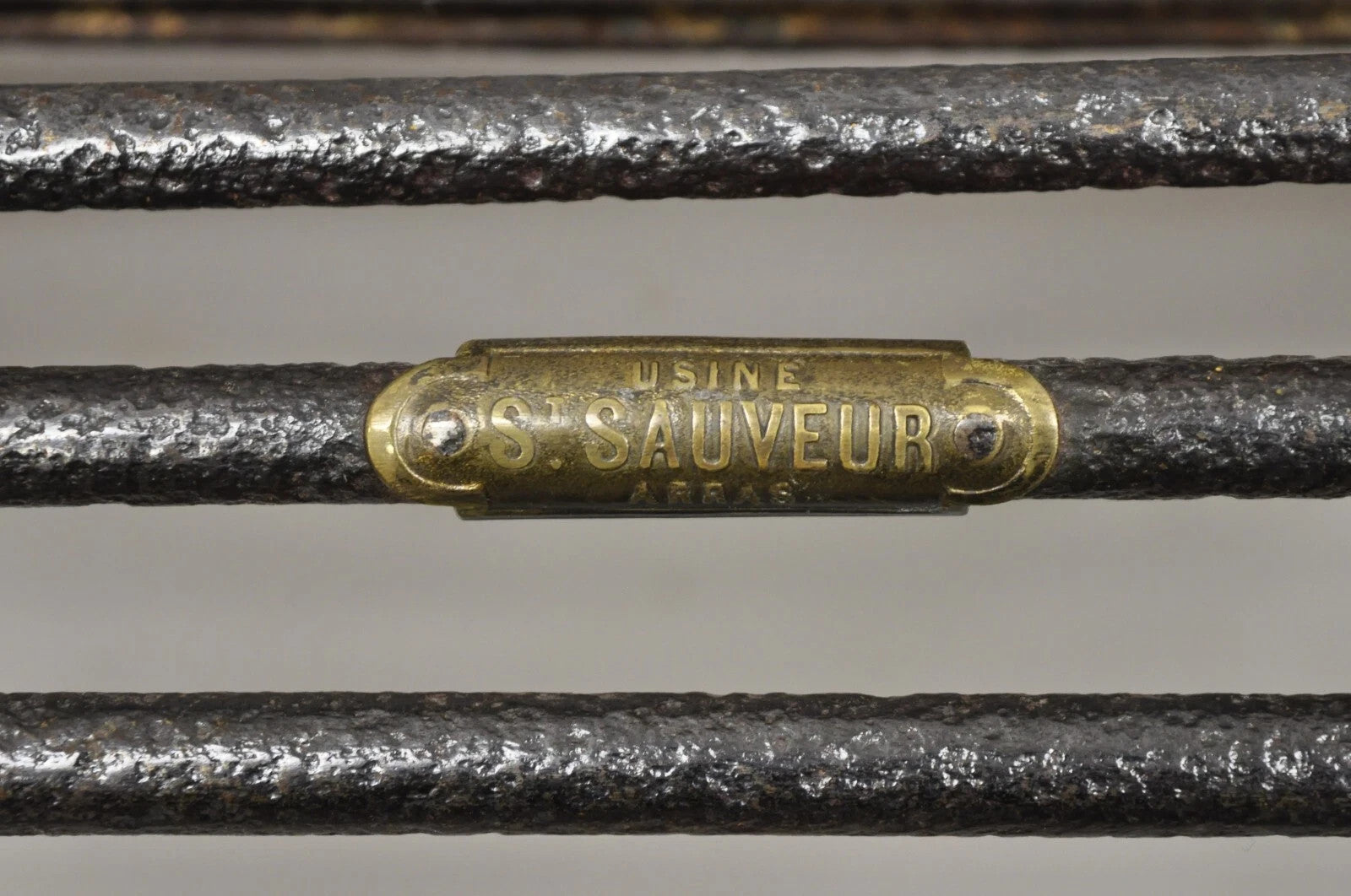 Antique Sauveur Arras French Wrought Cast Iron Spine Scrolling Garden Side Chair