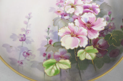 Antique Nippon Hand Painted Pink Wisteria Flower Porcelain Dish w / Handles