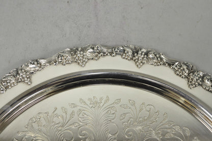 Vintage Victorian Silver Plated Grapevine Repousse 20" Round Serving Platter