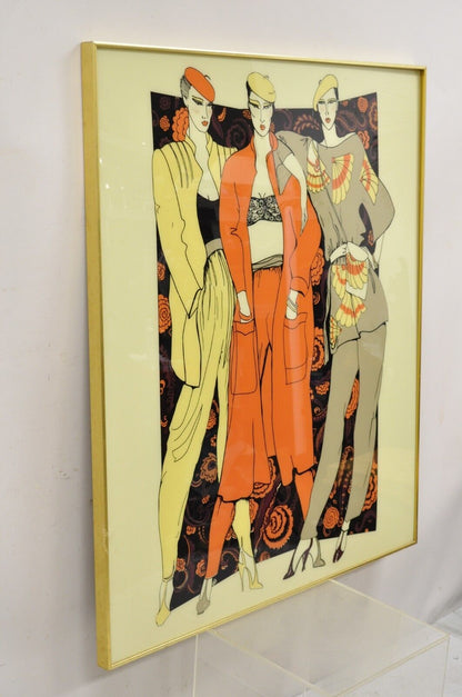 Large Vintage 1975 Polycast Acrylic Vogue Womens Fashion Retro Wall Art