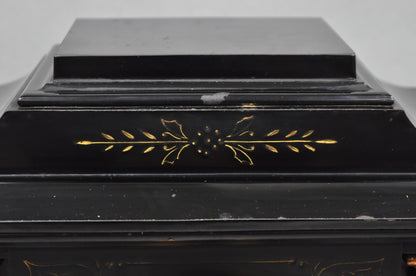 Antique Ansonia Black Mantel Clock with Bronze Coated Columns and Claw Feet