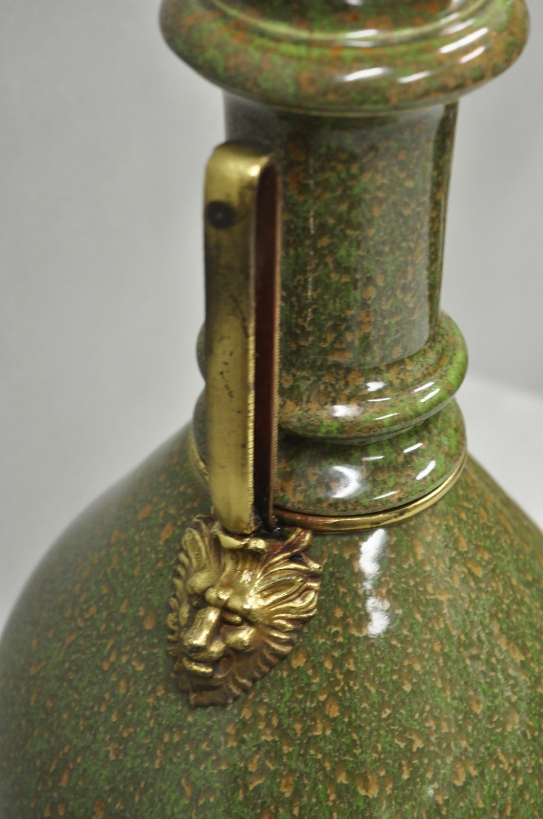 Vintage French Neoclassical Style Green Porcelain James Mont Style Table Lamp