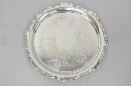 Vintage WM Rogers Wellington 1171 Round Silver Plated Etched Floral Platter Tray