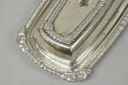 Vintage Victorian Silver Plated Repousse Covered Butter Dish w/ Glass Liner