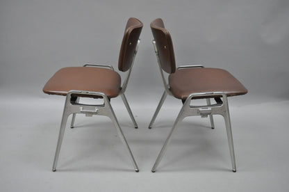 Mid Century Modern Cast Aluminum Stacking Side Chairs by Crucible (C) - a Pair