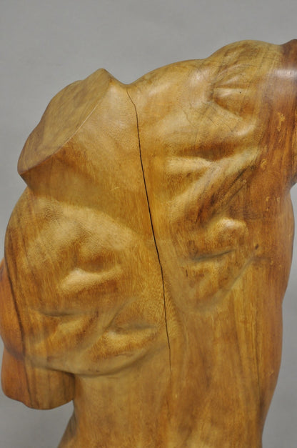 Vintage Mid Century Modern 60" Life-Size Nude Male Carved Wood Statue Sculpture