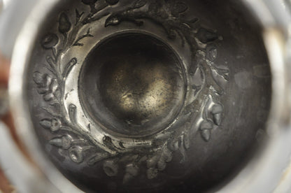 Antique Art Nouveau Silver Plated Nuts & Vines Repousse Tea Pot Tea Kettle