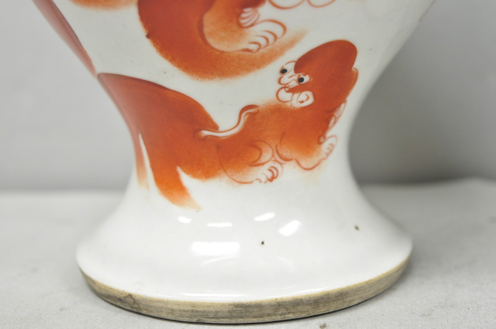 Vintage Chinese Hand Painted Foo Dog Porcelain Covered Ginger Jar - a Pair
