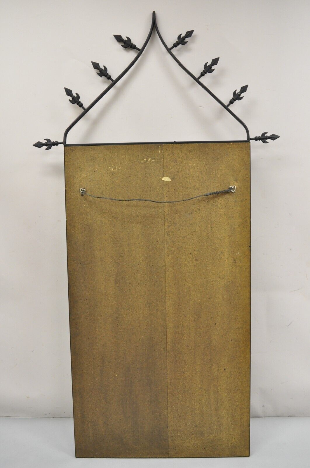 Vintage Gothic Renaissance Large Wrought Iron Metal Arched "Spear" Wall Mirror
