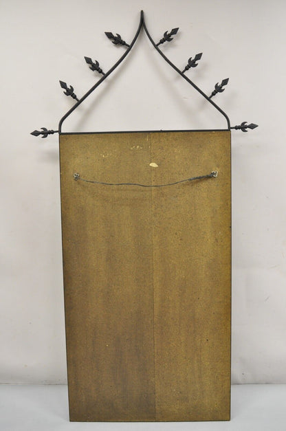 Vintage Gothic Renaissance Large Wrought Iron Metal Arched "Spear" Wall Mirror