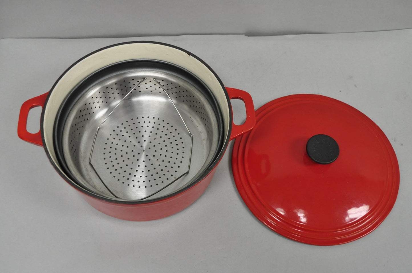 Martha Stewart Collection Red Cast Iron Dutch Oven Covered Pot