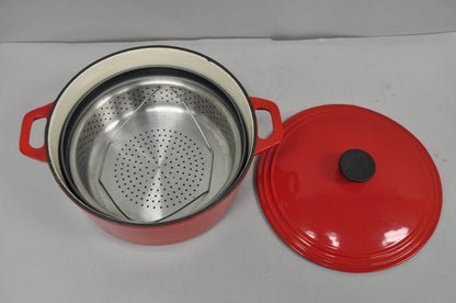 Martha Stewart Collection Red Cast Iron Dutch Oven Covered Pot