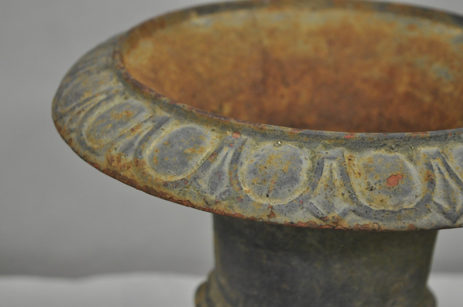 Antique Cast Iron 12.5" French Classical Small Urn Garden Flower Planter Pot