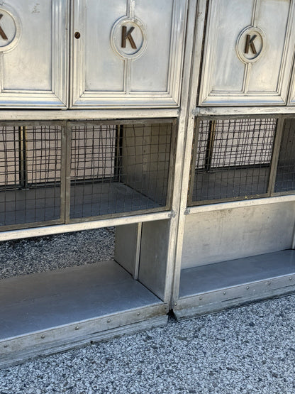 Antique Art Deco Steel Metal Dual Sided Dental Medical Cabinets Bar - a Pair