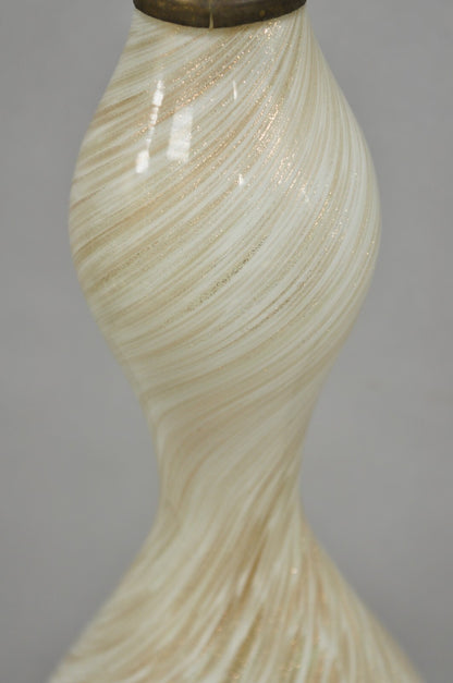 Vintage Mid Century Modern Italian Glass Murano Swirl Table Lamp w/ Gold Flecks