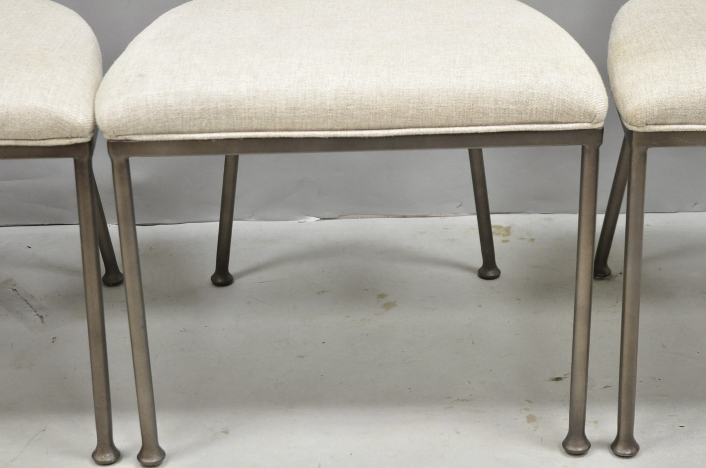 Contemporary Modern Metal Frame Oval Back Upholstered Dining Side Chair Set of 4