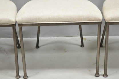 Contemporary Modern Metal Frame Oval Back Upholstered Dining Side Chair Set of 4