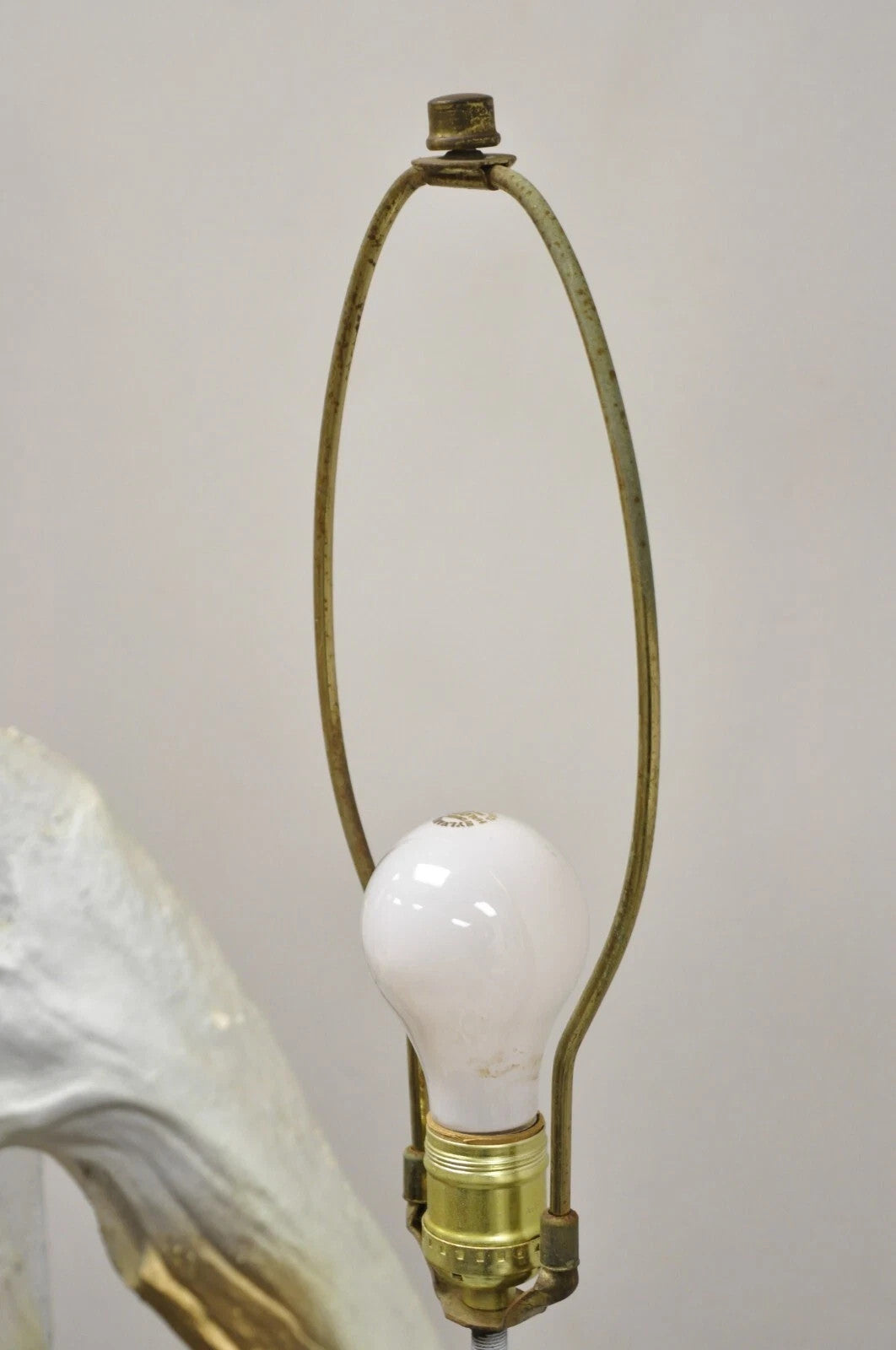 Vintage Mid Century Modern White Driftwood Kidney Glass Side Table Floor Lamp