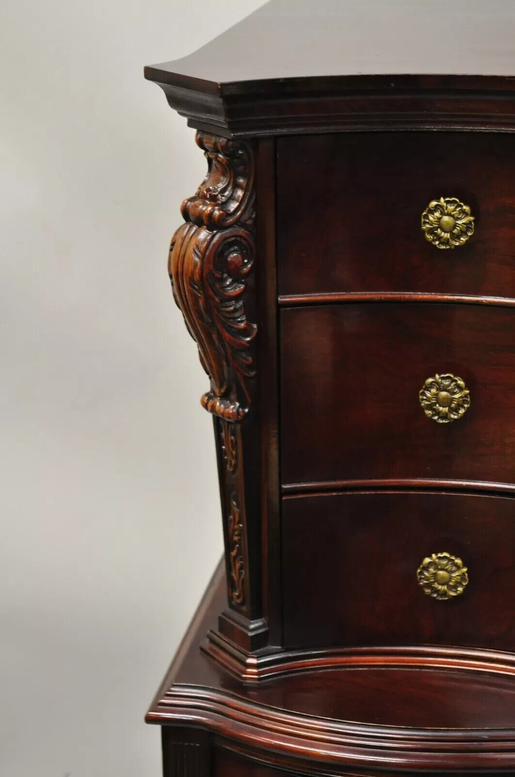 Antique Mahogany Chinese Chippendale Hollywood Regency Highboy Chest Dresser