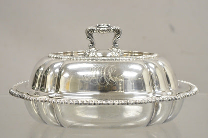 Antique GM Co Victorian Silver Plated Covered Vegetable Dish Serving Platter