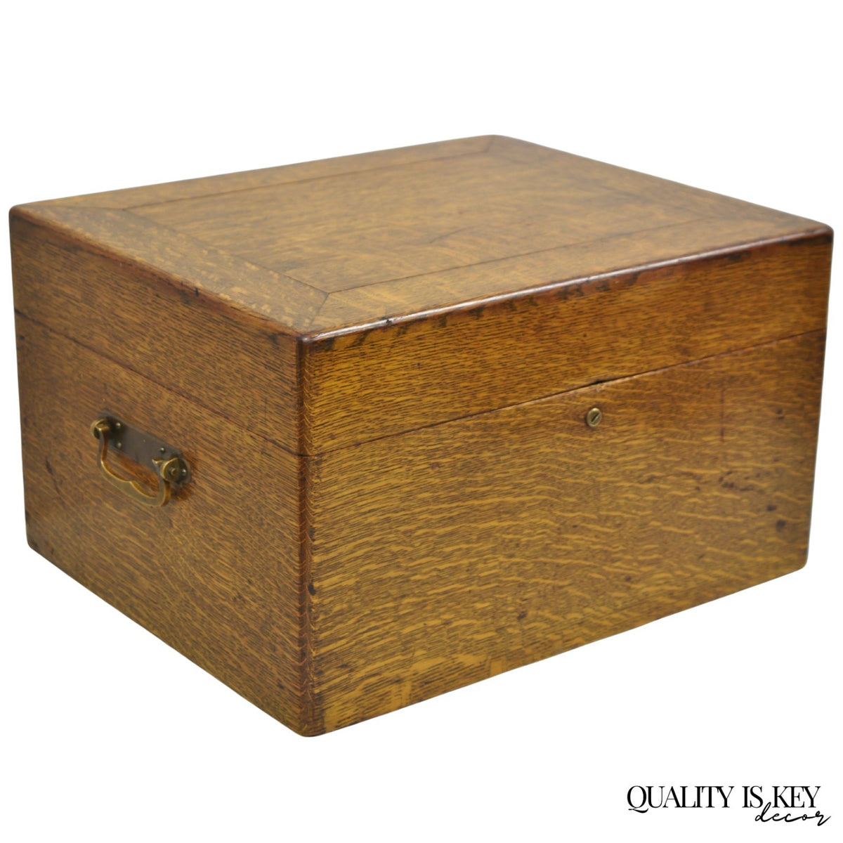 Antique Arts & Crafts Quartersawn Oak Fitted Silverware Case Flatware Chest Box