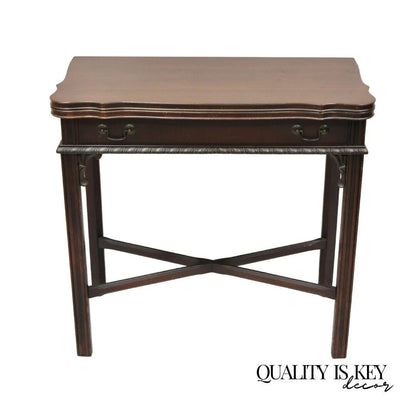 Antique Georgian Chippendale Mahogany Convertible Flip Top Console Game Table