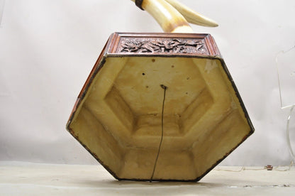 Vintage Chinoiserie African Safari Faux Horn Tusk Fiberglass Floor Lamp