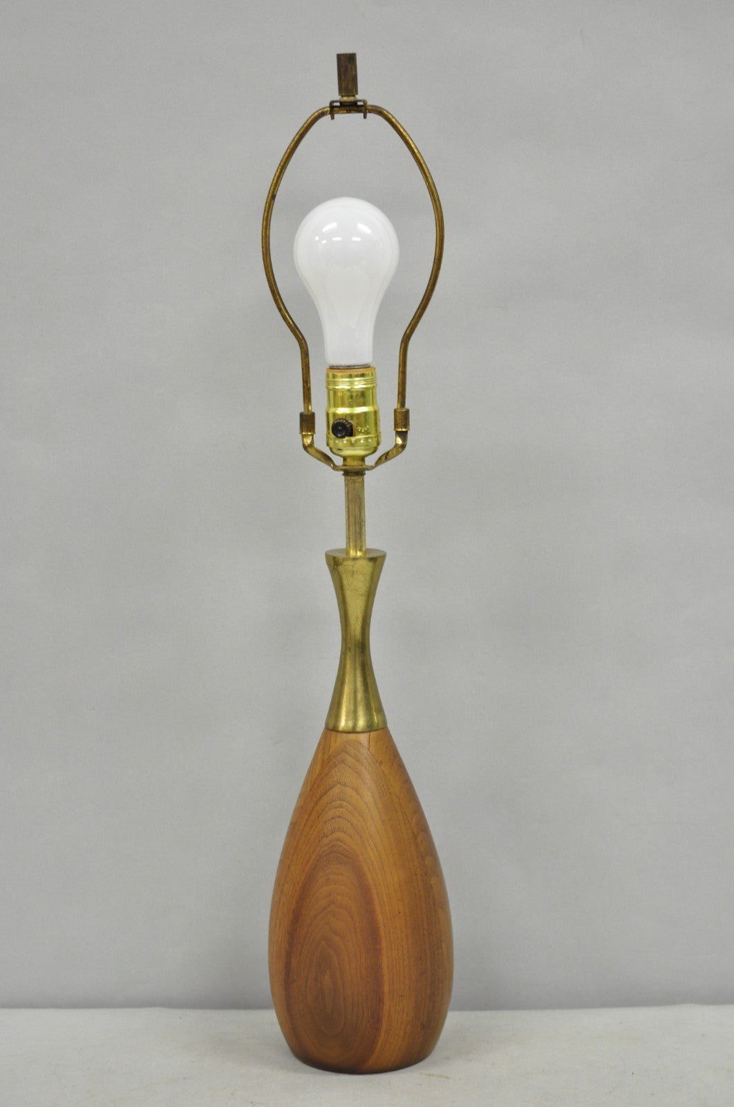 Vintage Tony Paul Mid Century Modern Sculpted Walnut & Brass Small Table Lamp