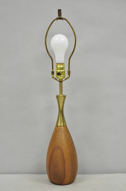 Vintage Tony Paul Mid Century Modern Sculpted Walnut & Brass Small Table Lamp