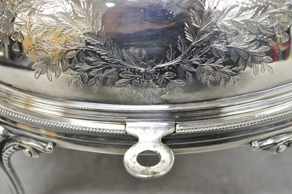 Antique Elkington & Co English Silver Plated Chafing Dish Revolving Dome Warmer