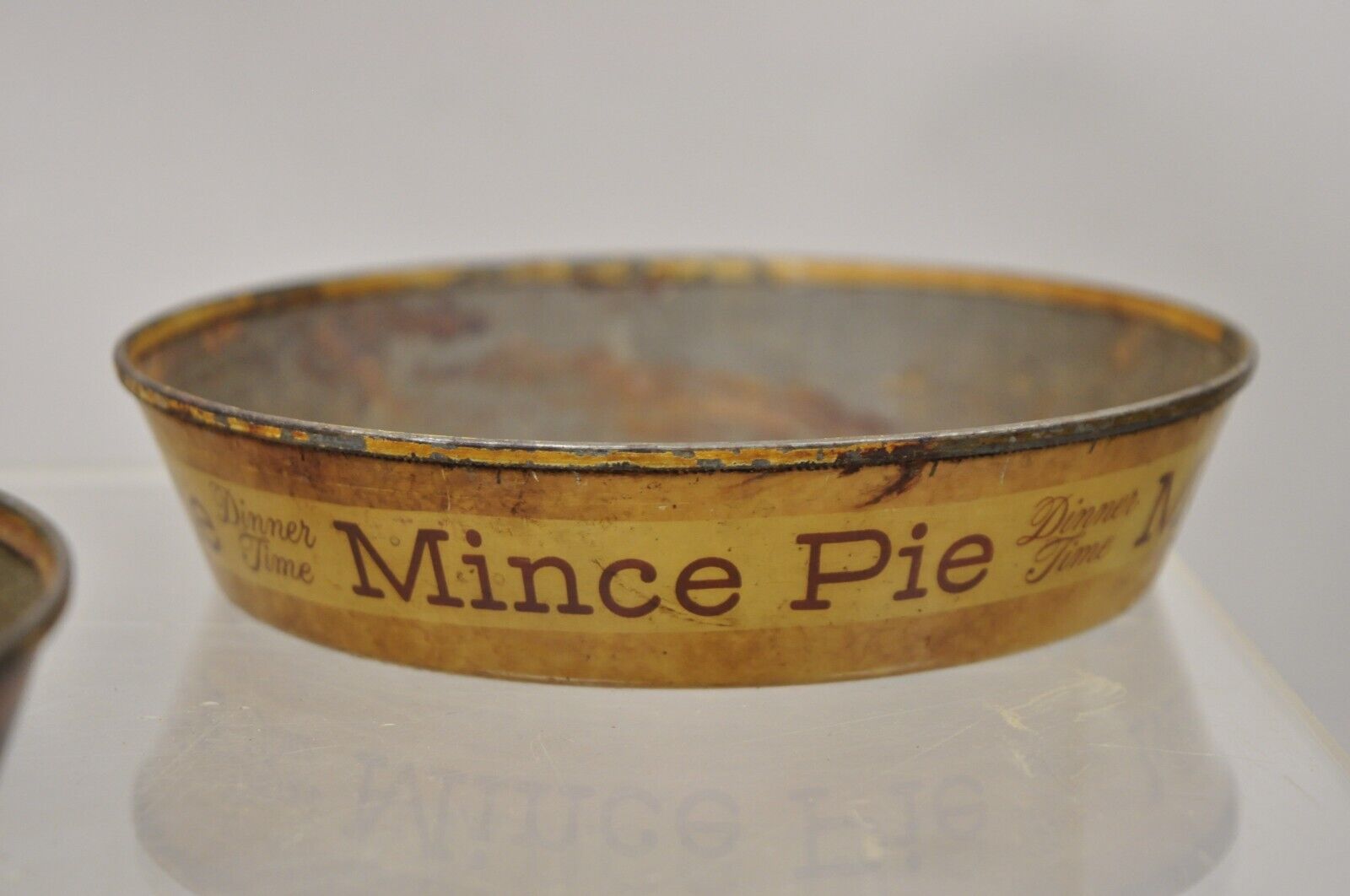 Vtg Advertisement Dinner Time Apple Pie Chicken Pot Pie Mince Pie Tin Metal Pans