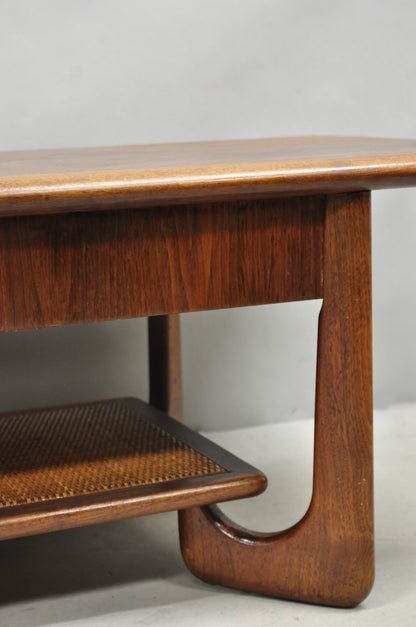 Vintage Mid Century Danish Modern Sculptural Walnut 1 Drawer Long Coffee Table