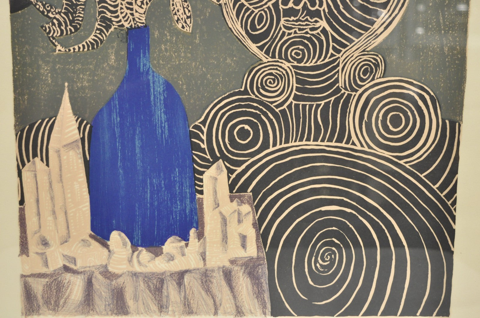 Naftali Bezem Surrealist Lithograph Signed Print "Woman with Vase" Judaica Art