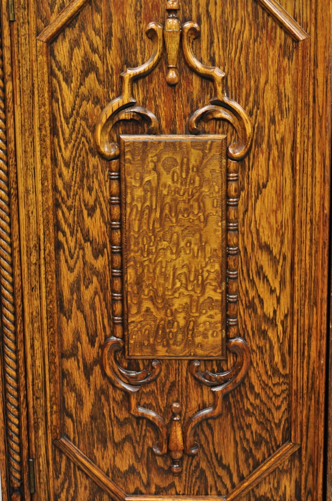 Antique Jacobean Renaissance Tudor Oak Blind China Cabinet Bookcase Cupboard