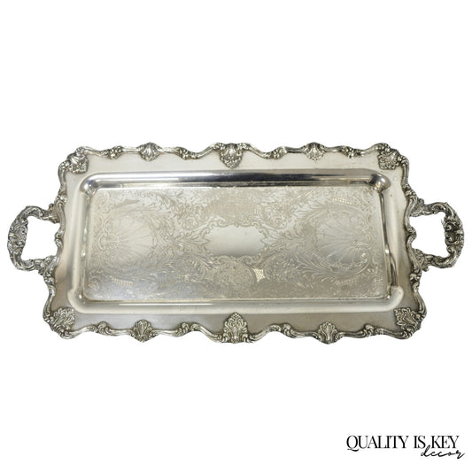 Vintage Victorian Silver Plated Narrow Twin Handle Bar Serving Platter Tray